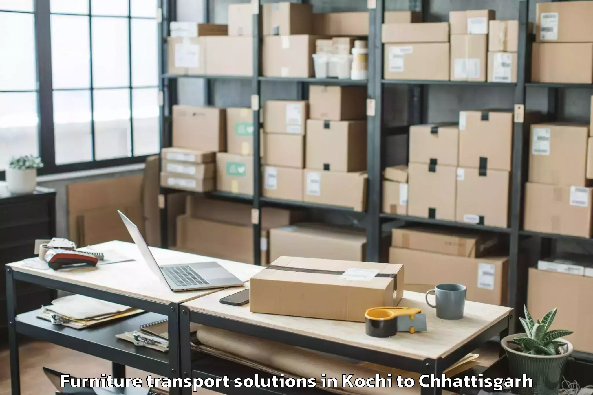 Quality Kochi to Chhindgarh Furniture Transport Solutions